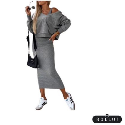 Leticia™ - Ärmelloses Kleid & Sweatshirt mit Kapuze Set
